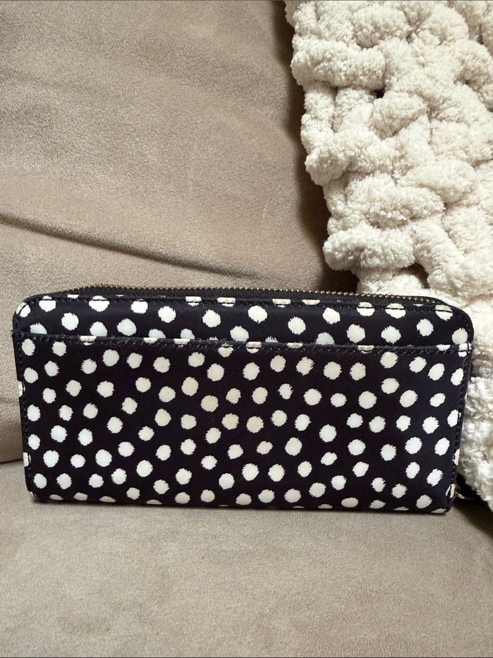 kate spade Black and White Polka Dot Zip-Around Wallet - Picture 2 of 12